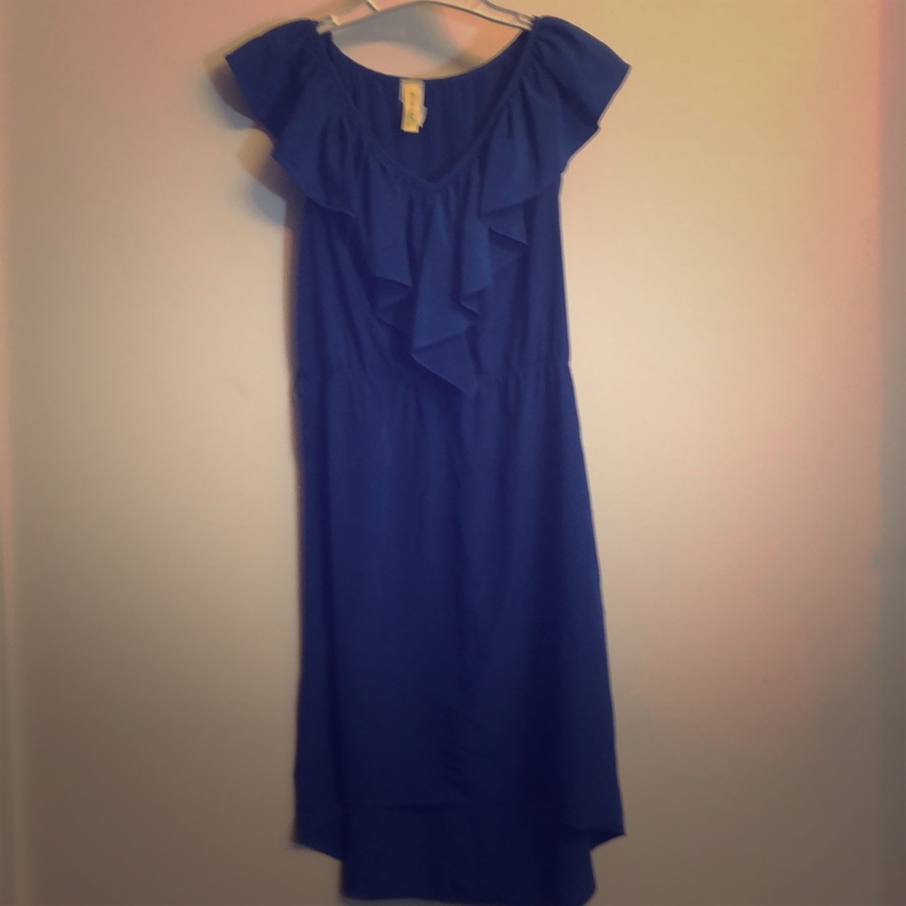 Blue dress with cinched waist